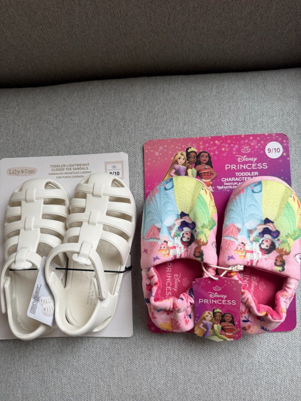 NWT sz 9/10 Disney Princess Toddler Slippers + White/beige Lily & Dan Sandals